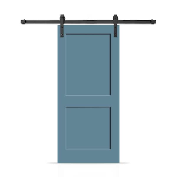 CALHOME 24 in. x 80 in. 2 Panel Shaker Hollow Core Dignity Blue Painted Composite Interior Sliding Barn Door with Hardware Kit