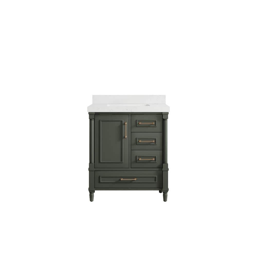 Hudson 30 in. W x 22 in. D x 36 in. H Bath Vanity in Pewter Green with 2 in. Empira Quartz Top price history on PriceWatchPro