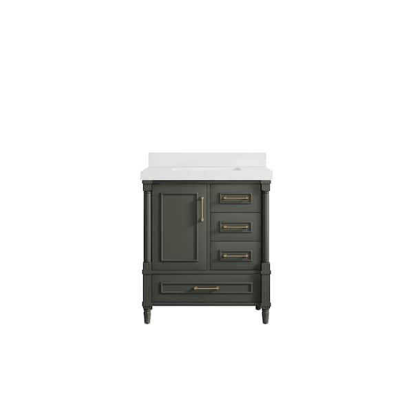 Willow Collections Hudson 30 in. W x 22 in. D x 36 in. H Bath Vanity in Pewter Green with 2 in. Empira Quartz Top