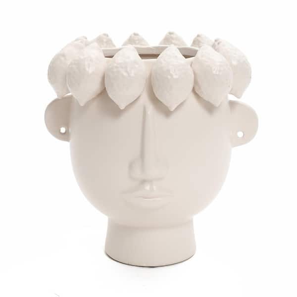 9.6 in. Classic White Modern Ceramic Round Vase
