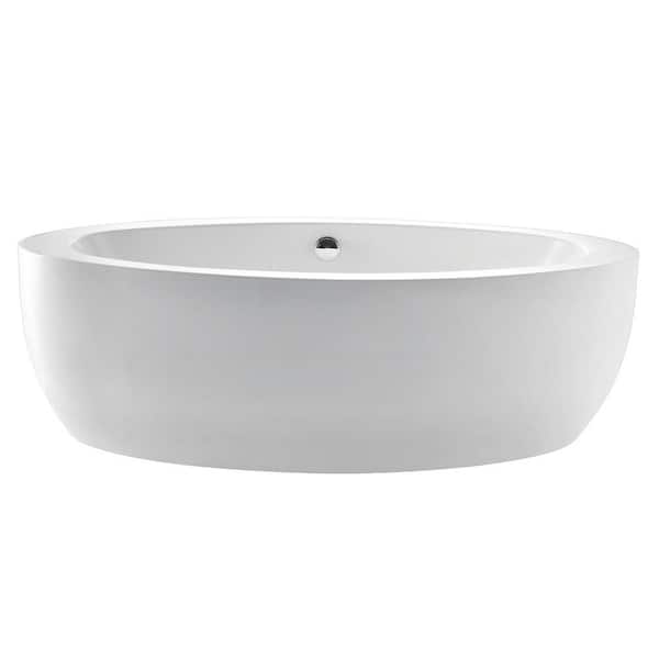 Aqua Eden 72 in. x 36 in. Acrylic Freestanding Soaking Bathtub in White