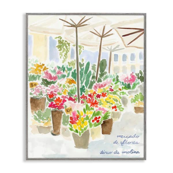 Stupell Industries Assorted Florals Scenery by June Erica Vess Gray Framed Nature Giclee Art Print 30 in. x 24 in.