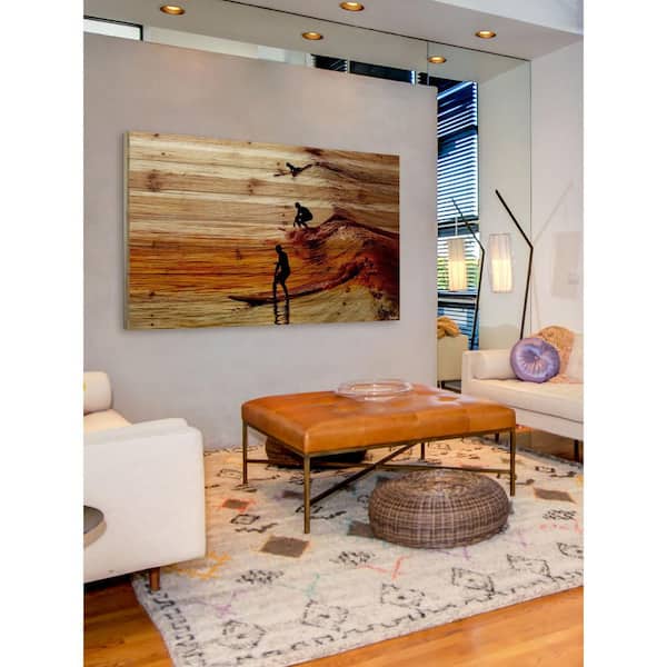 Unbranded 40 in. H x 60 in. W "Surfing the Wave" by Parvez Taj Printed Natural Pine Wood Wall Art