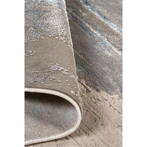 2 ft. x 8 ft. Gray, Ivory Abstract Area Rug