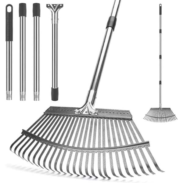 Misopily 62 in. Steel Handle Metal Rake Tines Adjustable Handle Rake ...