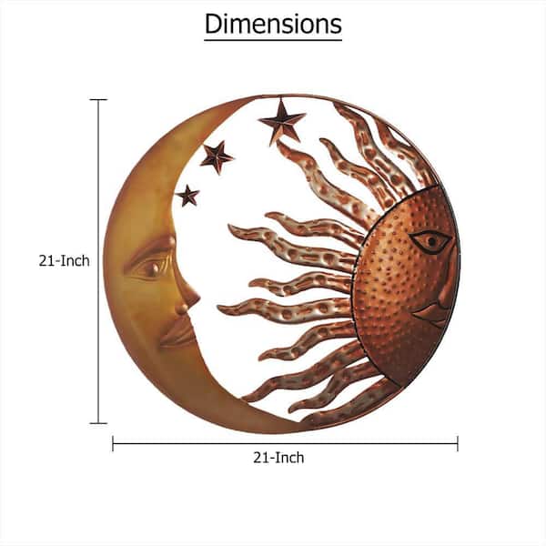 Benjara Celestial Metal Sun Moon Wall Decor BM05395 - The Home Depot