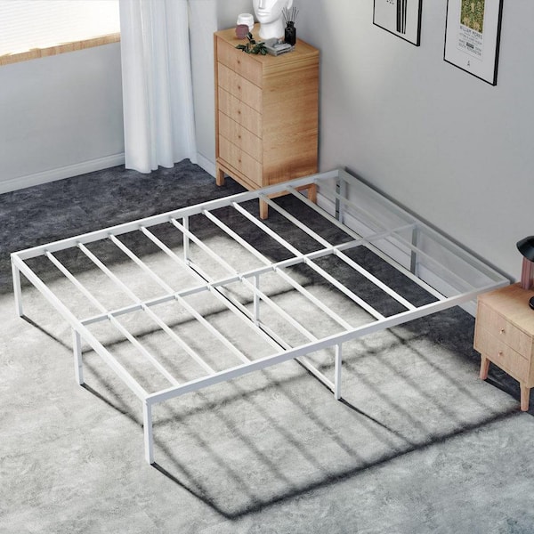Lusimo 14 in.H White Metal King Platform Bed Frame with Underbed Storage Space