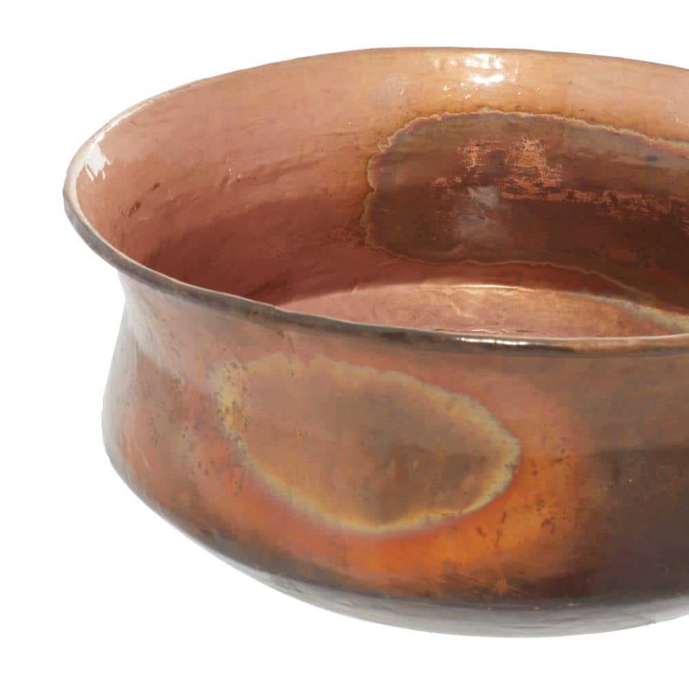 Set of 4 Rustic Copper Low Bowl Metal Planters