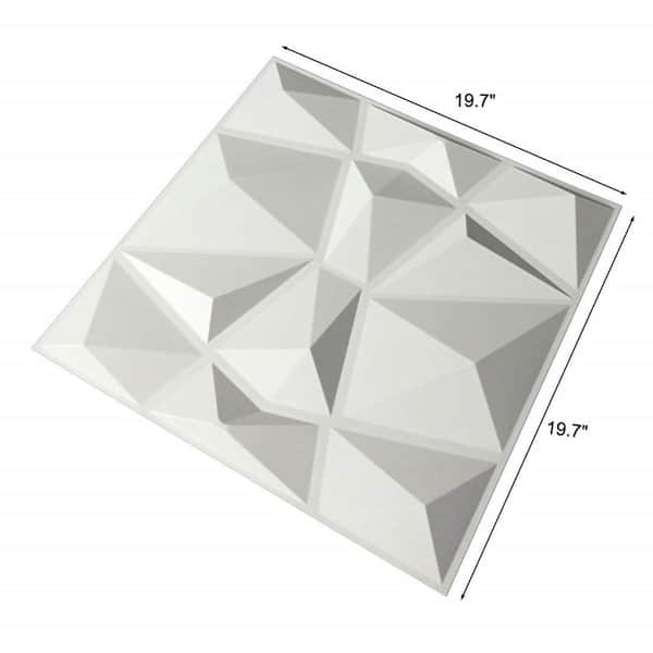 Art3d Decorative 3D Wall Panels in Diamond Design, 12x12 Matt White (33 Pack) A10315
