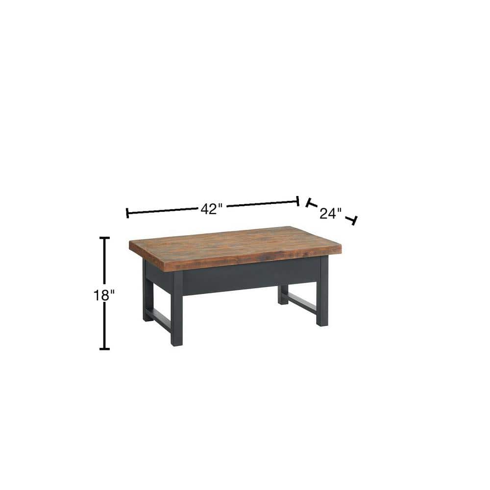 Pomona Rustic Natural Rectangular Lift-Top Coffee Table with Storage