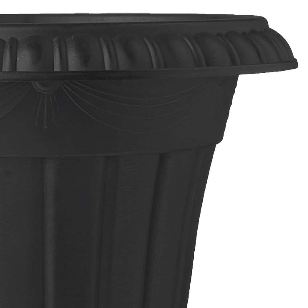 Medium Black Plastic Traditional Urn Planter