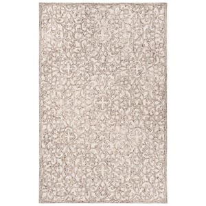 Trace Brown/Ivory 6 ft. x 9 ft. Distressed Floral Area Rug