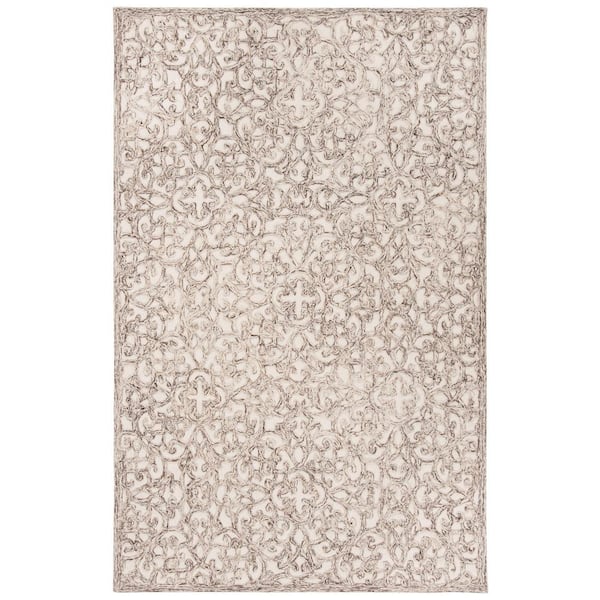 SAFAVIEH Trace Brown/Ivory 6 ft. x 9 ft. Distressed Floral Area Rug
