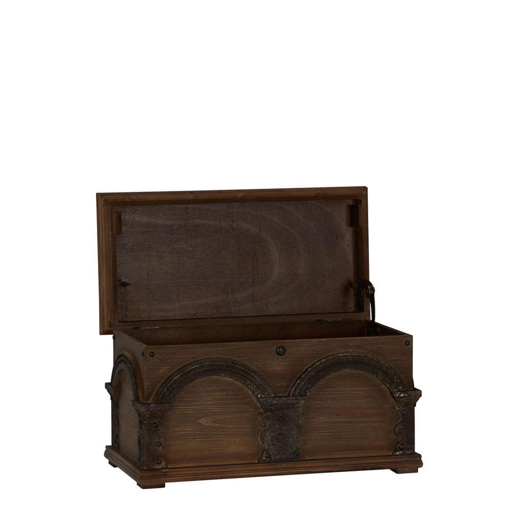 Antique Arch Brown Solid Wood Storage Trunk 20"