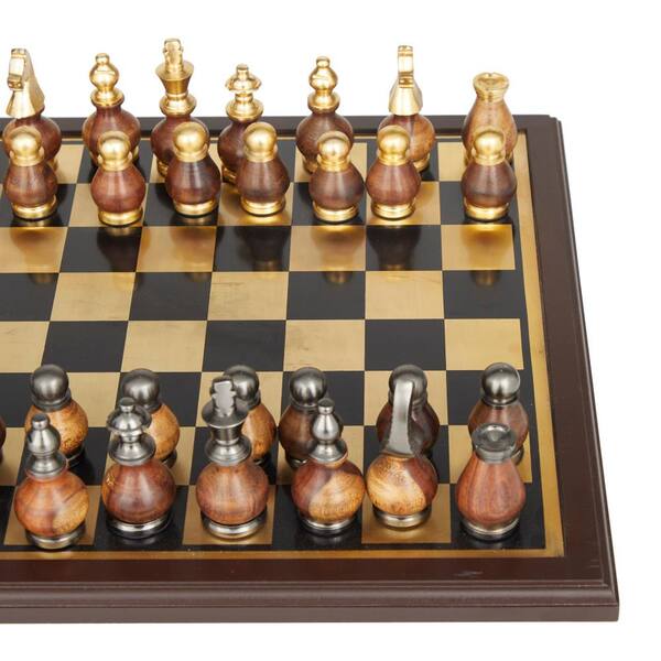  Classic Game Collection Metal Chess Set with Deluxe Wood Board  and Storage - 2.5 King, Gold/Silver/Brown (985) : Toys & Games