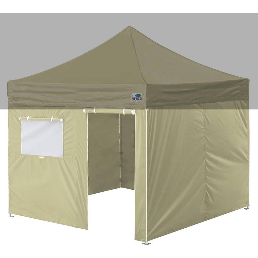 EURMAX Series 10 ft. x 10 ft. Beige Pop-up Canopy Tent with 4-Zippered ...