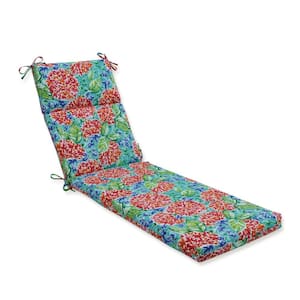 Floral 21 x 28.5 Outdoor Chaise Lounge Cushion in Pink/Blue Garden Blooms