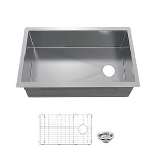 Professional Zero Radius 32 in. Undermount Single Bowl 16 Gauge Stainless Steel Kitchen Sink with Accessories