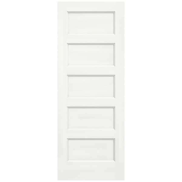 JELD-WEN 30 in. x 80 in. 5 Panel Conmore White Paint Smooth Solid Core Molded Composite Interior Door Slab