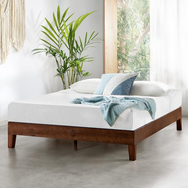 MELLOW Naturalista Grand 12 in. Espresso Queen Solid Wood Platform Bed with Wooden Slats