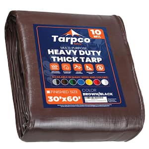 30 ft. x 60 ft. Brown/Black 10 Mil Heavy Duty Polyethylene Tarp, Waterproof, UV Resistant, Rip and Tear Proof