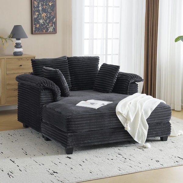 56 in. Dark Gray Corduroy Velvet Full Size Sofa Bed