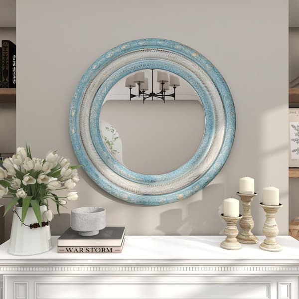 Printed Floral Round Mirrors | Aesthetic Wall Mirror