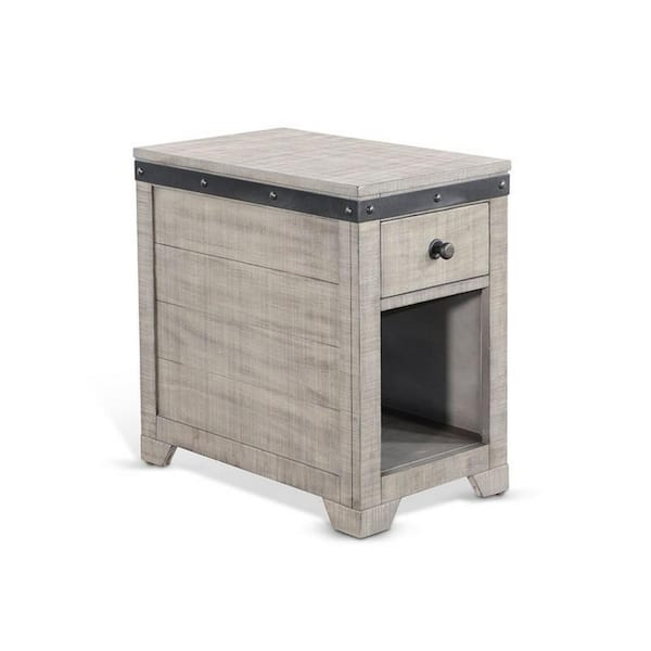 Benjara 15.04 in. Gray and Black Rectangular Wooden Top End Table
