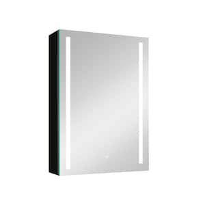 30 in. W x 20 in. H Rectangular Aluminum Medicine Cabinet with Mirror and Right Door Opening in Black