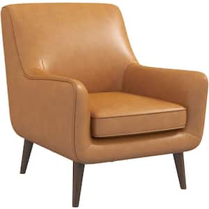Levvon Tan Leather Arm Chair (Set of 1)