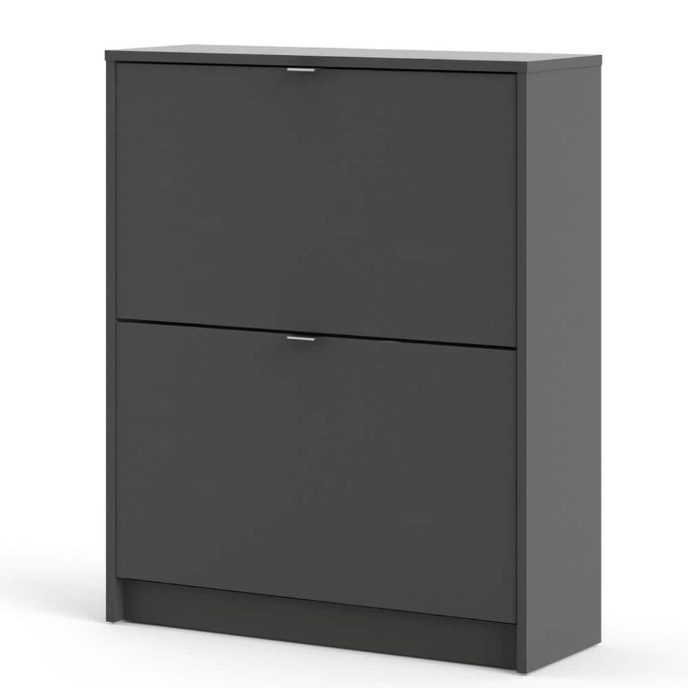 Tvilum Warner 33.54 in. H x 27.68 in. W Black Lead Wood Shoe Storage Cabinet, Dark Lead -  59005igig