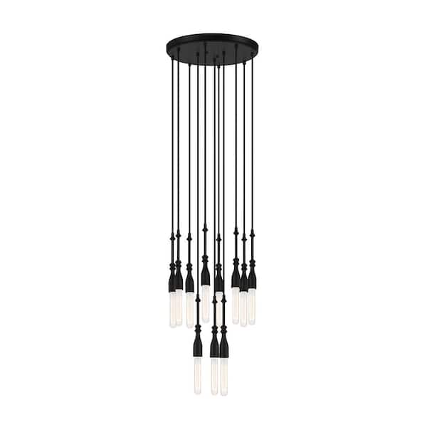 Designers Fountain Louise 11-Light Matte Black Contemporary Chandelier For Dining Rooms