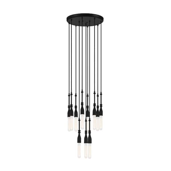 Designers Fountain Louise 11-Light Matte Black Transitional Tiered Chandelier for Dining Areas with No Bulbs Included