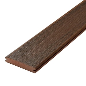 Paramount Hearth 1 in. x 5-1/2 in. x 1 ft. Brownstone Grooved Edge Capped Composite Decking Board Sample