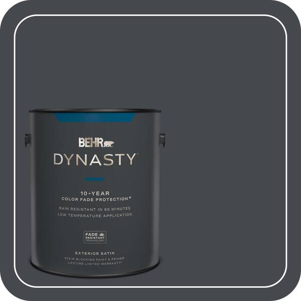 BEHR DYNASTY 1 gal. #N490-7 Ink Black Satin Enamel Exterior Stain-Blocking Paint & Primer