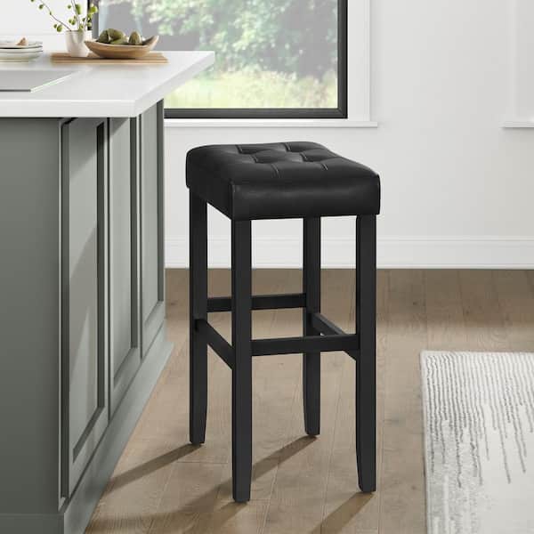 Alaterre Furniture Madison Backless Bar 30.5 in. Height Stool Black Finish with Black PU