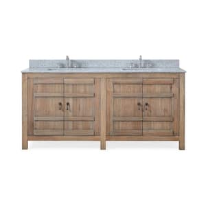 Lindor 72 in. W Freestanding Wood Color Bath Vanity with Gray Stone Top