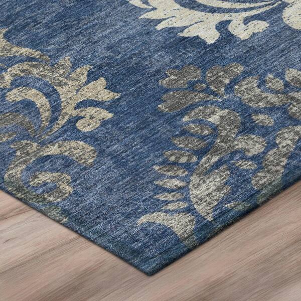 Chantille Machine Washable Indoor/Outdoor Abstract ACN3148 Navy 2 ft. x 7 ft. Runner Rug