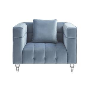 Jeremy Teal Upholstered Velvet Club Chair With Biscuit Tufted