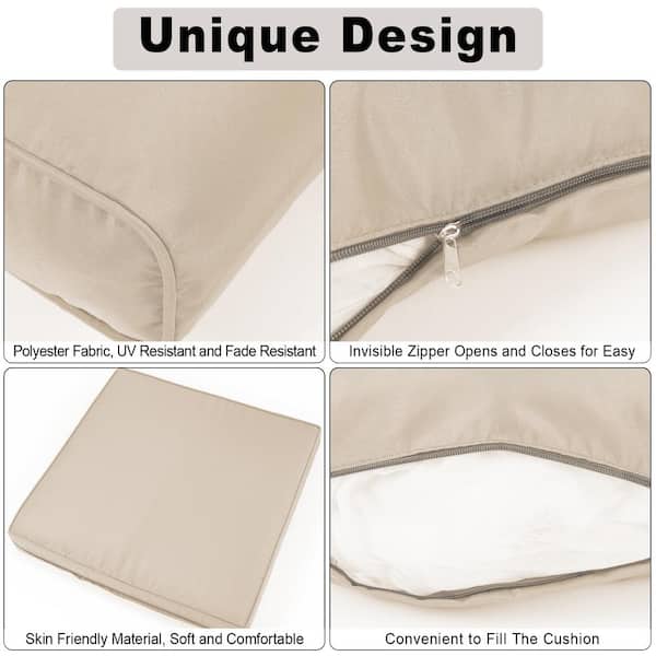 Beige 26 x 26 14-Piece Outdoor Sectional Cushions for Patio Sofa