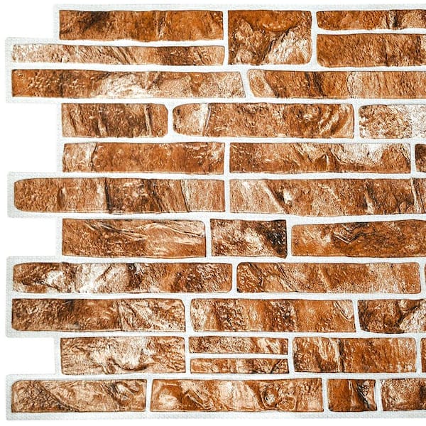 Dundee Deco 3D Falkirk Retro 1/100 in. x 40 in. x 19 in. Light Brown Faux Slate PVC Decorative Wall Paneling (10-Pack)