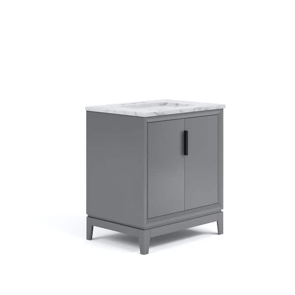 Elizabeth Collection 30 in. Bath Vanity in Cashmere Grey With Vanity Top in Carrara White Marble - Vanity Only