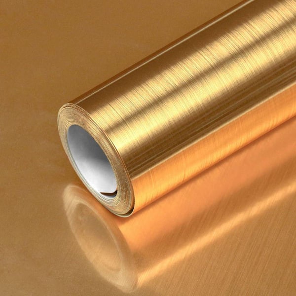 Gold Stainless Steel Contact Paper Peel and Stick Wallpaper Roll