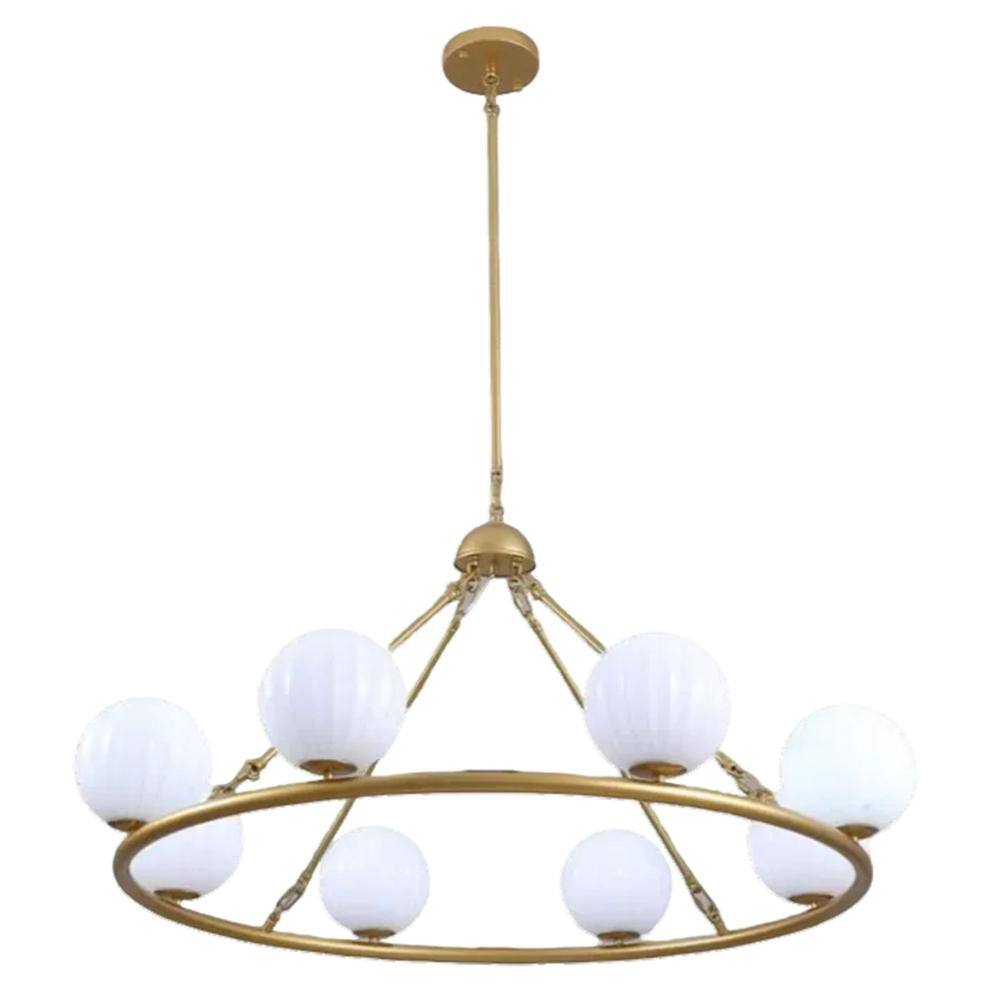 47in 8 Light Golden Round Beige Striped Glass Ball Molecular Pendant Light with Dimmable (Bulb Not Included) price history on PriceWatchPro
