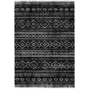 Montage Gray/Black Doormat 3 ft. x 5 ft. Distressed Aztec Indoor/Outdoor Area Rug