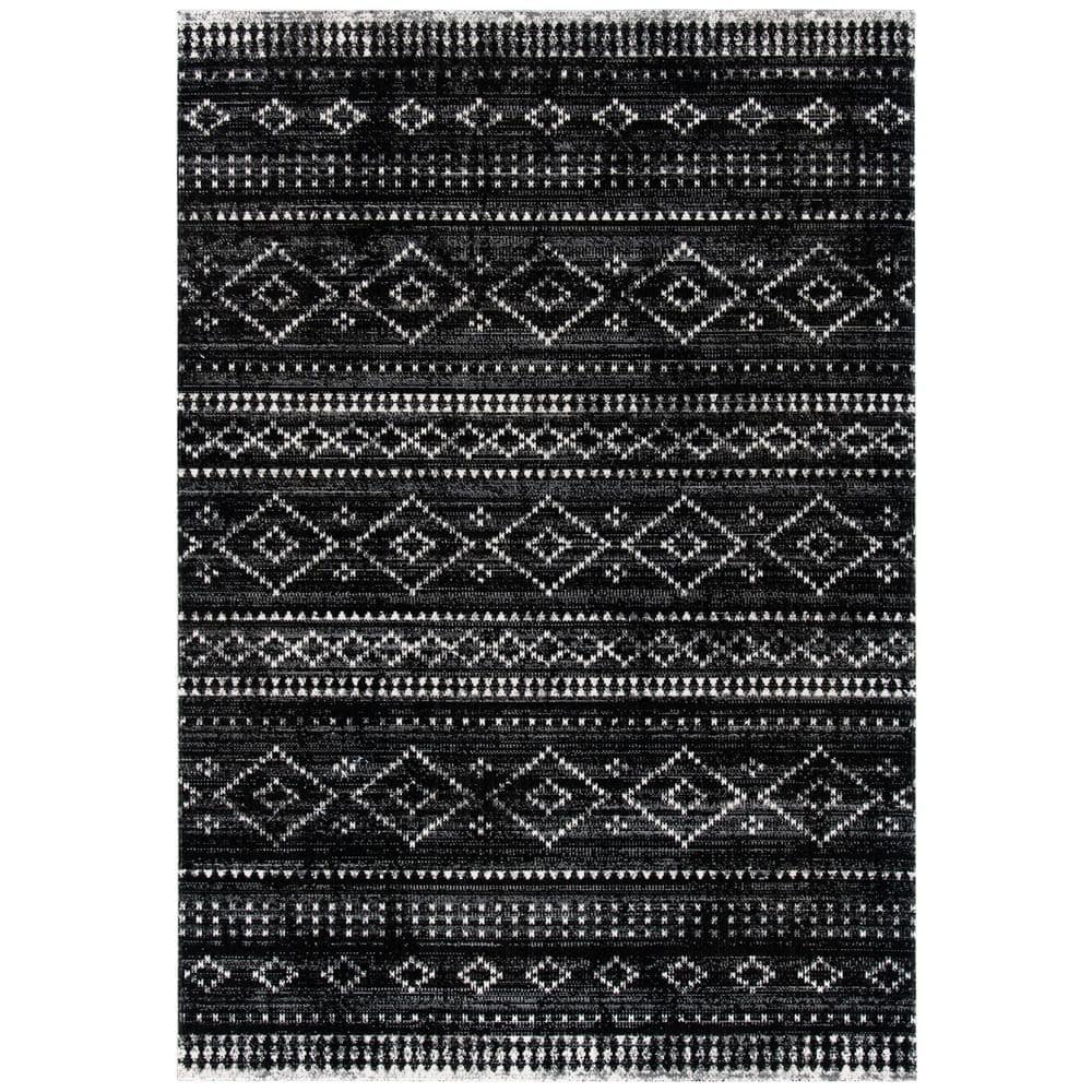 SAFAVIEH Montage Gray/Black 8 ft. x 10 ft. Distressed Aztec Indoor ...