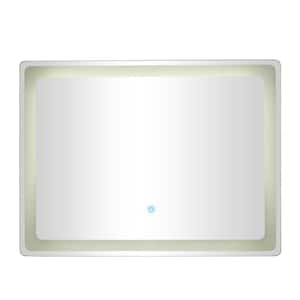 24 in. W x 32 in. H Clear Glass Modern Rectangular Frameless LED Wall Bathroom Vanity Mirror