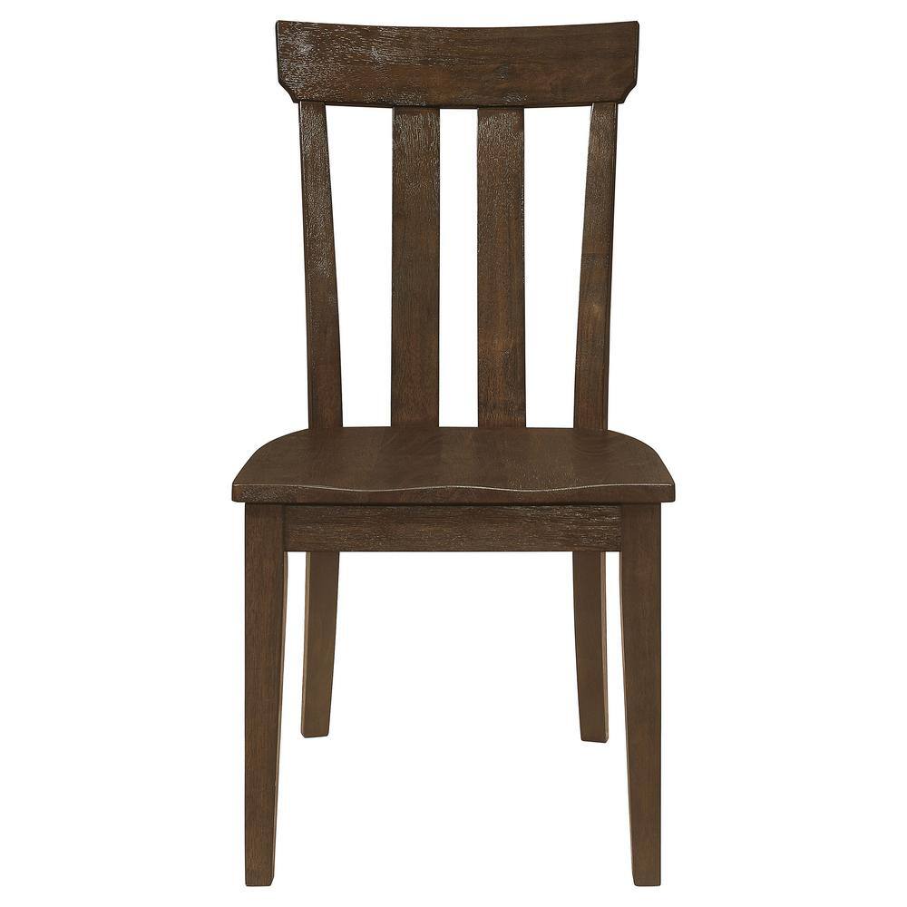 Brown Oak High Slat Back Wood Side Chair