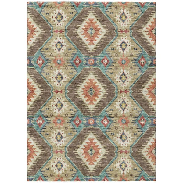 Chantille Machine Washable Indoor/Outdoor Abstract ACN2210 Khaki 2 ft. 6 in. x 3 ft. 10 in. Area Rug