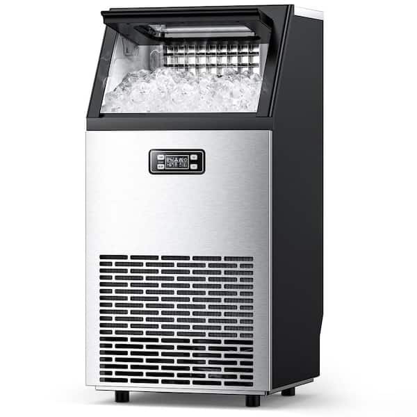 15.28 in. 100 lbs. /24H Commercial Freestanding/Built-in Ice Maker with 33 lb. Storage Bin in Silver, Stainless Steel